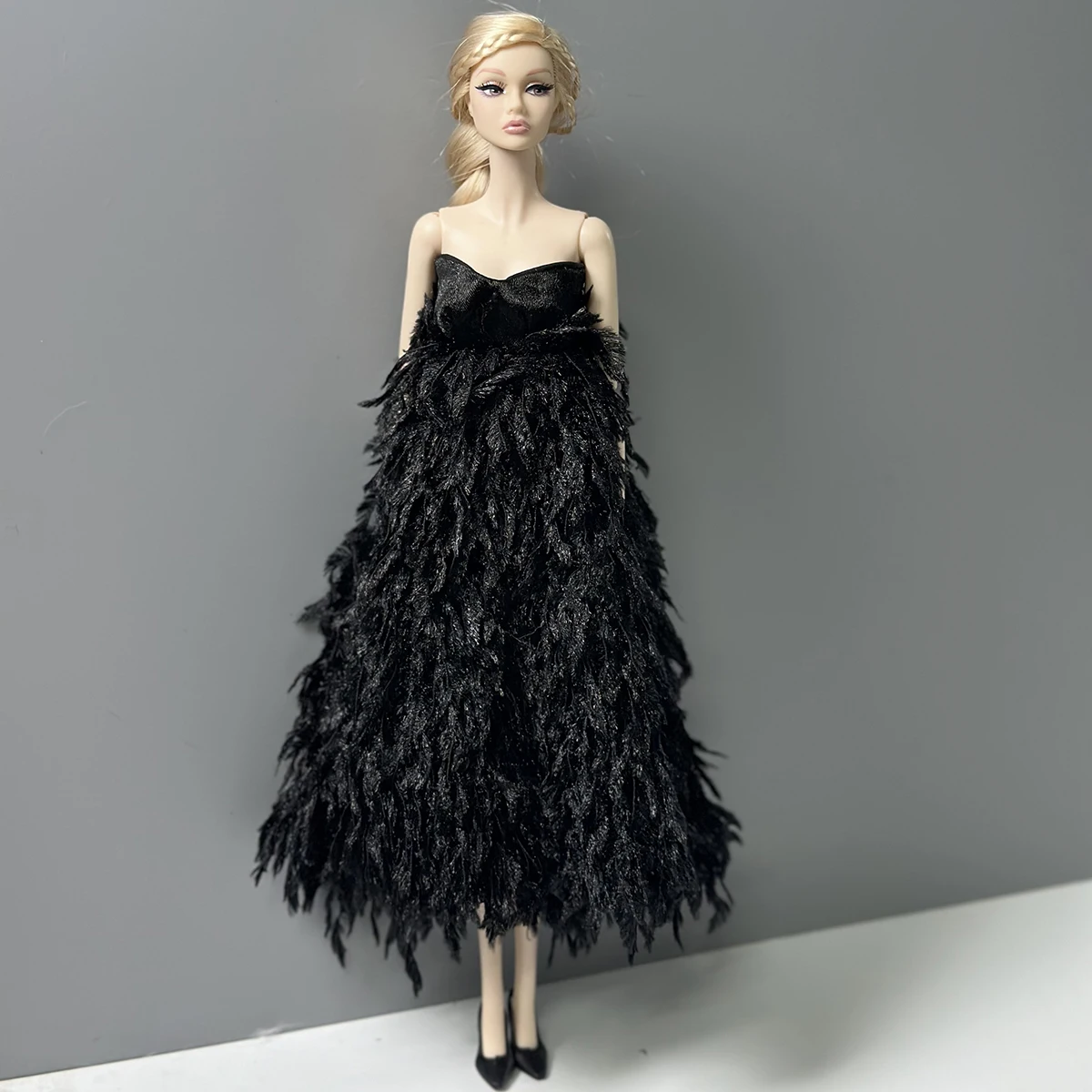 1/6 Doll Clothes Accessories Original Design Fashion And Elegant Black Feather Dress For 30cm Babi Xianxian Supermodel Doll