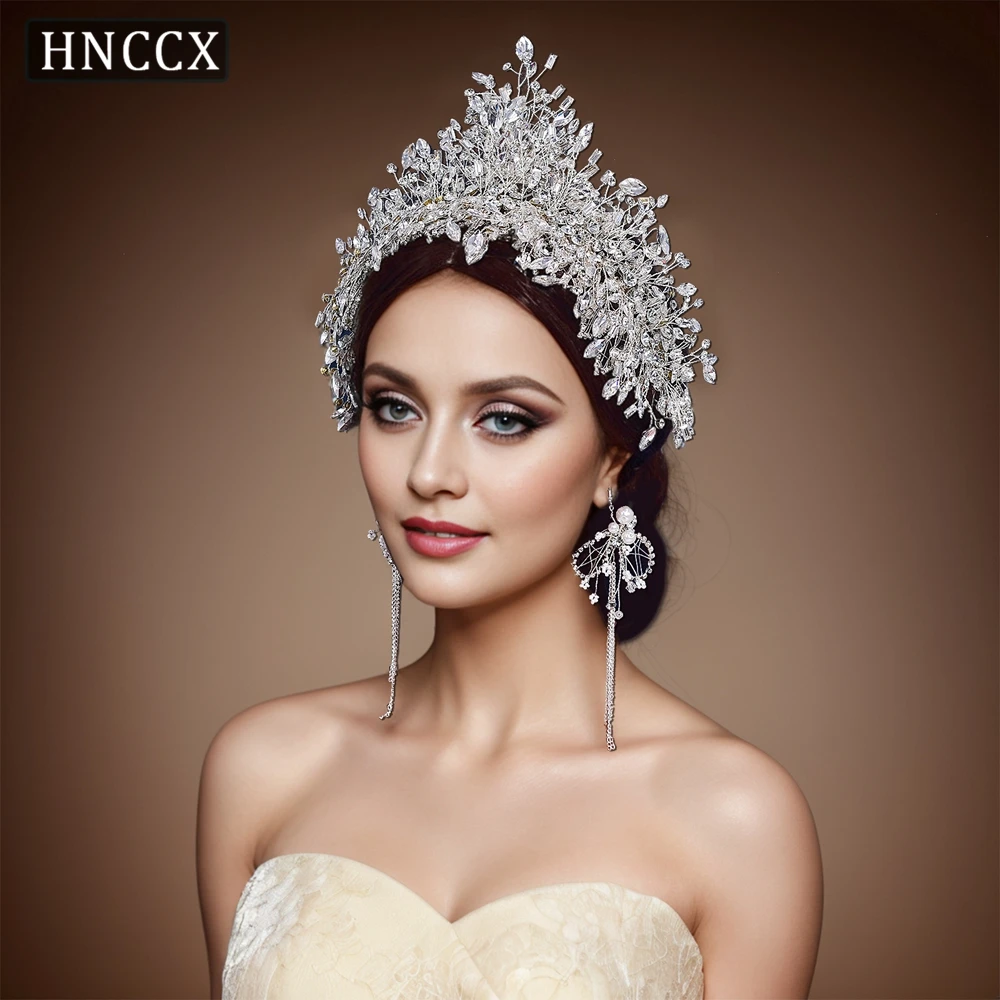 

HNCCX Bridal Luxury Shiny Rhinestone Crown Wedding Hair Ornament Bride Headwear Woman Headband Banquet Tiara and Headdress CP372