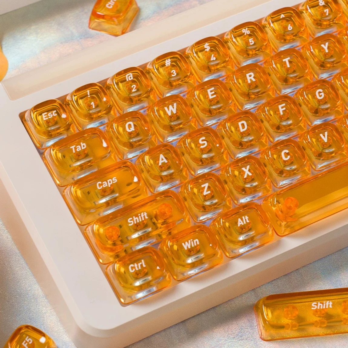 MAIMOOO Orange Soft Candy Jelly Keycaps PC Translucent MOA Profile Cute Ice Crystal Texture Mechanical Keyboard Custom Keycap