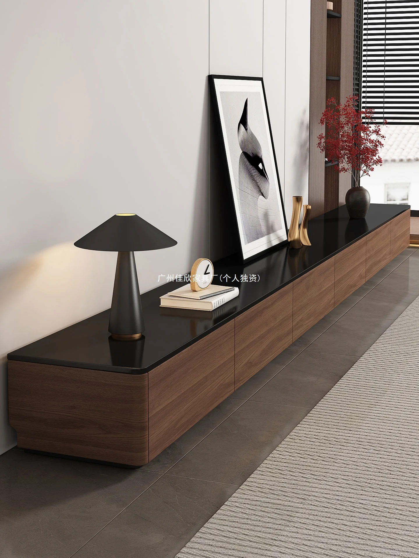Massivholz-TV-Schrank, Wohnzimmer-Möbel 2025, neuer mittelalterlicher bodenstehender Schrank, Couchtisch aus Steinplatte, TV-Schrank