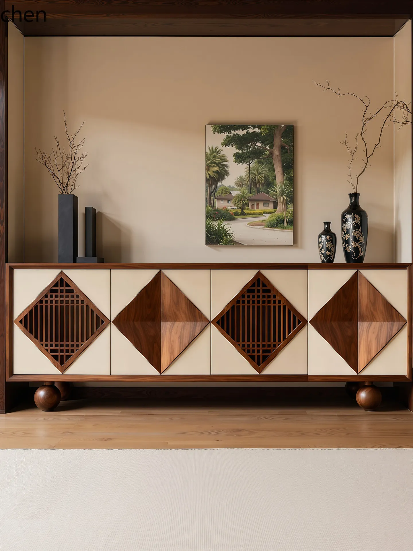 HT Entryway Cabinet High-End Solid Wood Premium Feel Shoe Cabinet Storage Cabinet Integrated Wall-Mounted