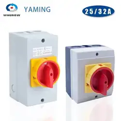 YMD11-D Series Box Isolator Switch OFF-ON 25A 32A 3/4P Rotary Changeover Cam Selector Enclosure Disconnect Control Circuit LW30