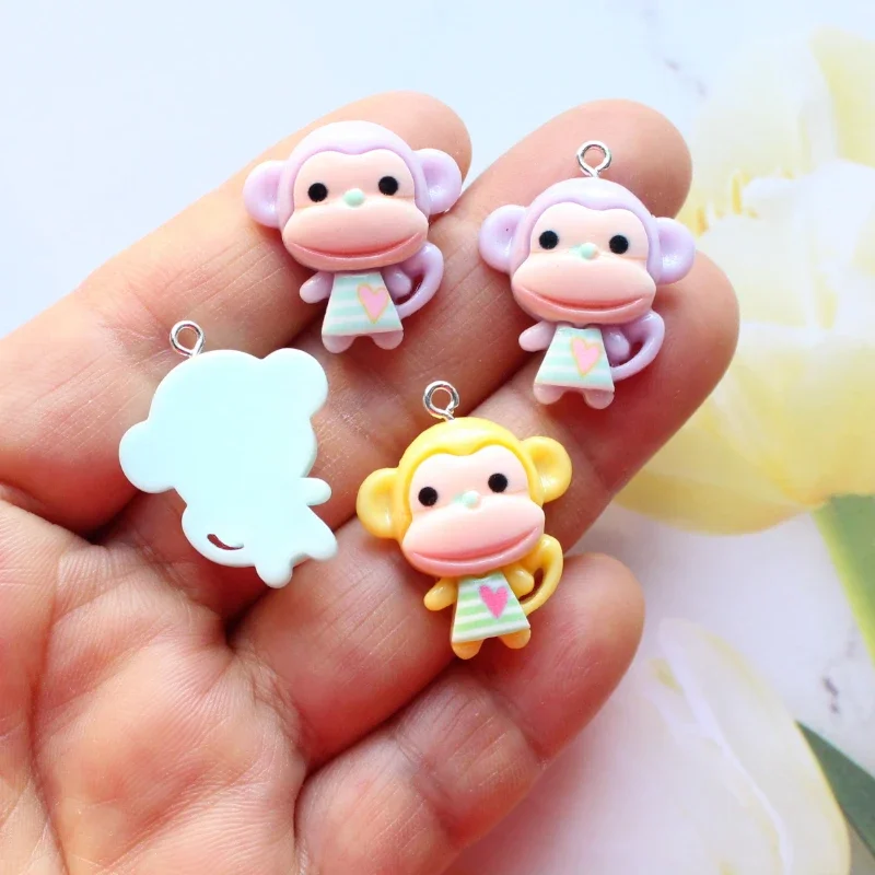 10Pcs 23*25mm Cartoon Monkey Resin Animal Flatback Scrapbooking DIY Wedding Phone Hair Shoe Cap Toy Jewelry Gift Embellishment