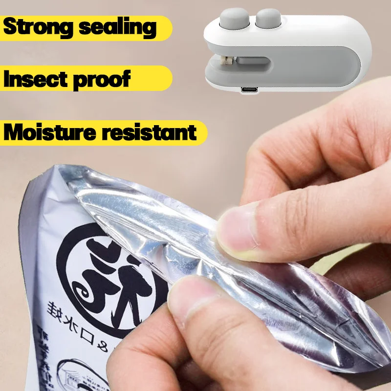 2IN1 Mini Sealing Machine Household Plastic Sealing Machine Snacks Moisture-Proof Handheld Sealer Rechargeable Heat Sealer