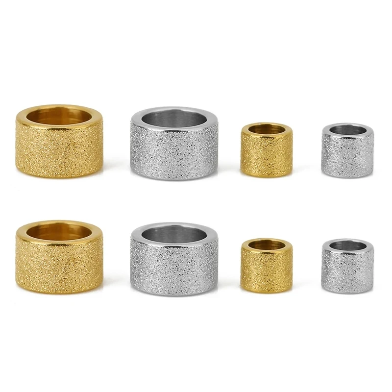 30pcs/Lot Stainless Steel Custom Logo Frosted Cylinder Beads Personalized Text Sandy Bead Diy Braided Bracelet Space Beads