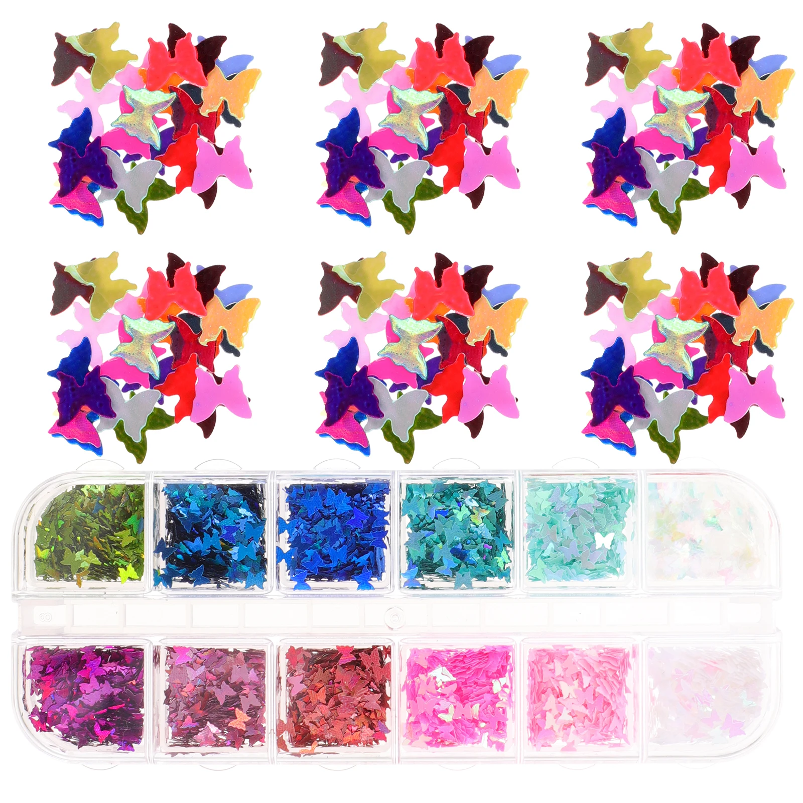 

2 Boxes Sequin Nail Art Tool Glitter for Nails Butterflies Decorate Supplies Tools Salon Accessories Craft