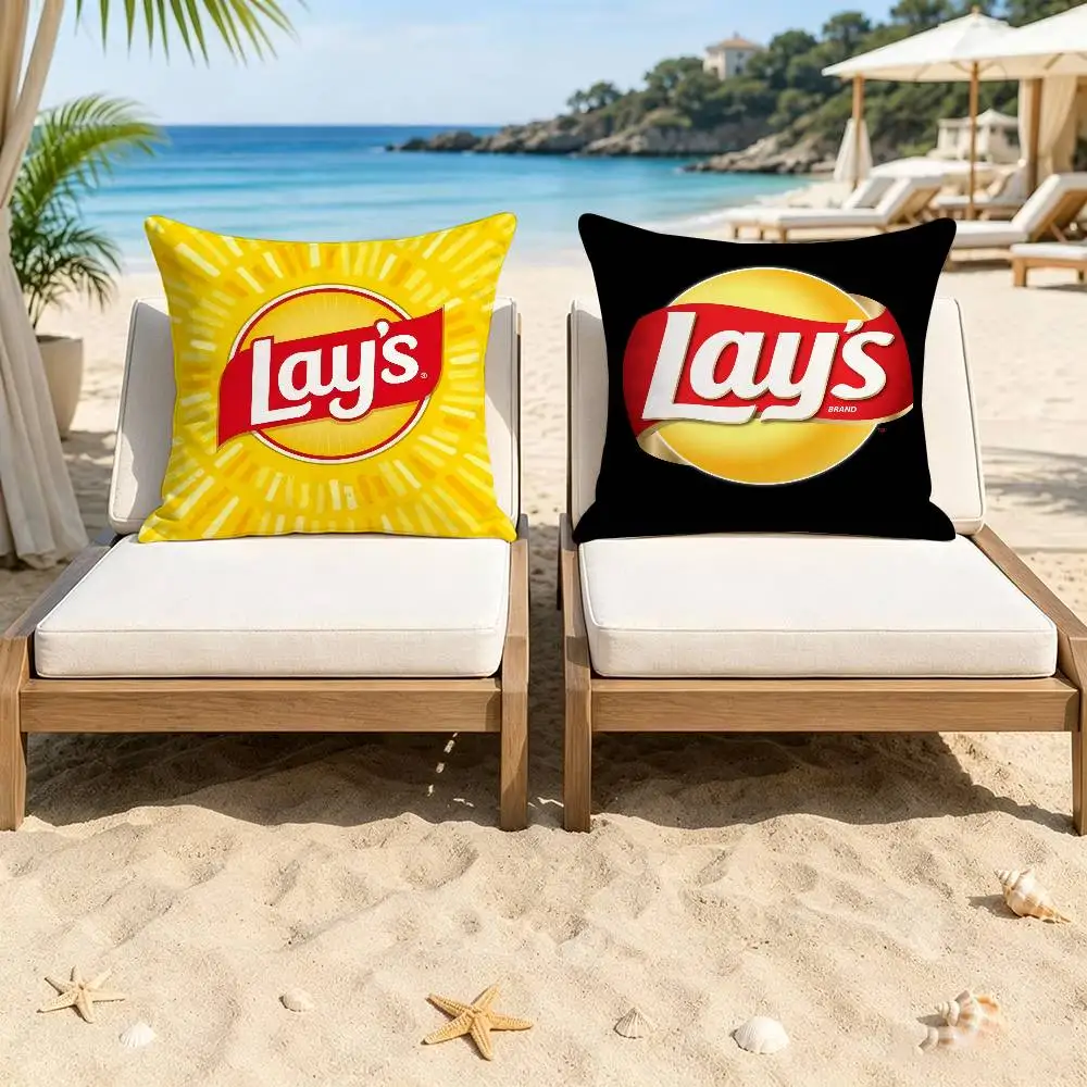 T-rending L-ay's Fun Food   Decorative Pillowcase Square Pillowcase Home Office Decorative Cushion Cover
