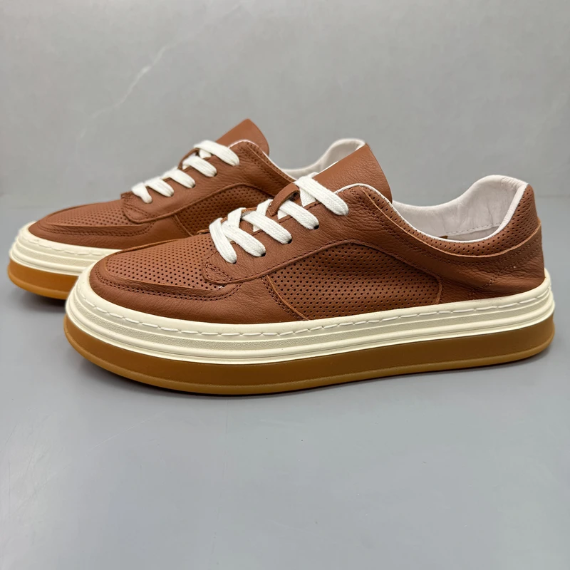 

Высококачественные кожаные мужские низкие кеды в ретро-стиле, летние, дышащие, удобные, повседневные кроссовки, новинка