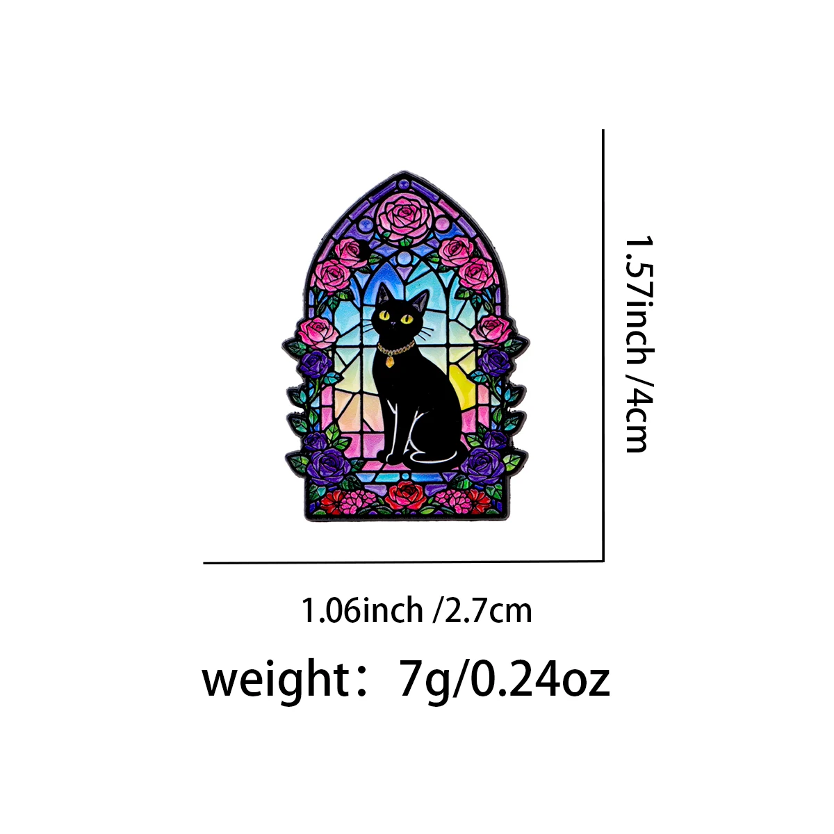نافذة ملونة القط الأسود الرجال النساء دبابيس التلبيب دبابيس لحقيبة الظهر لينة المينا دبابيس شارات مجوهرات اكسسوارات #3