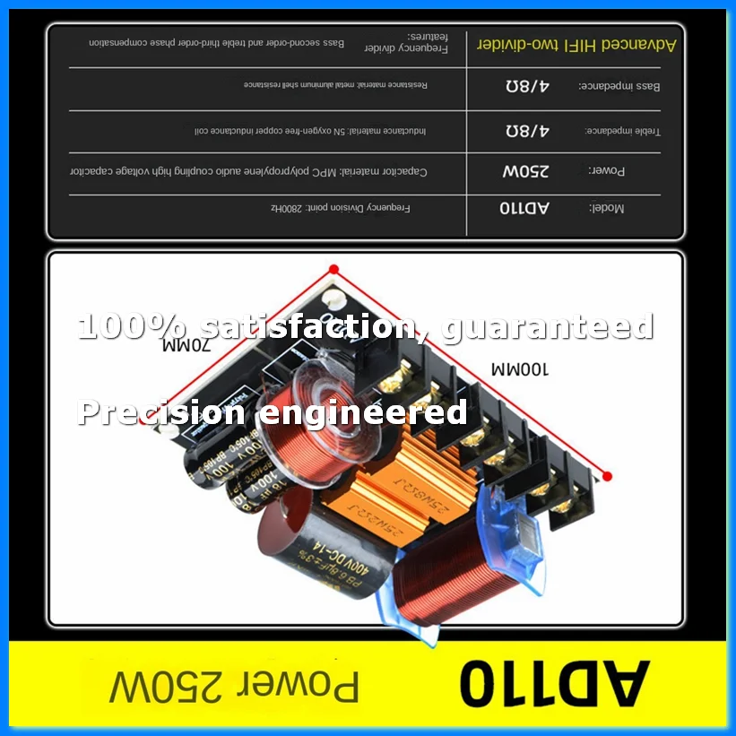 250W Audio Frequency Divider Two Way Hifi Speaker Crossover Stage Performance High Power Frequency Divider-A28R