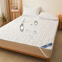 Solid Color Waterproof Mattress Cover 4 Elastic Angle Belts Suitable for Up To 40 Cm Deep Breathable