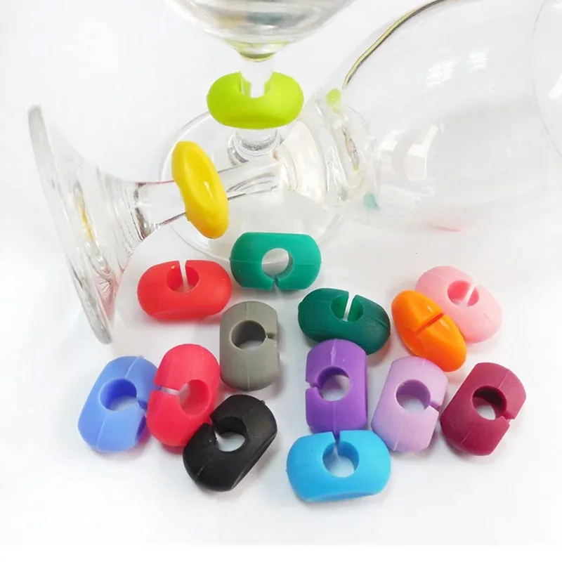 8/12/24/36 Pieces Color Random Silicone Wine Glass Marker Juice Glasses Cup Labels Tags for Outdoor Wedding Engagement