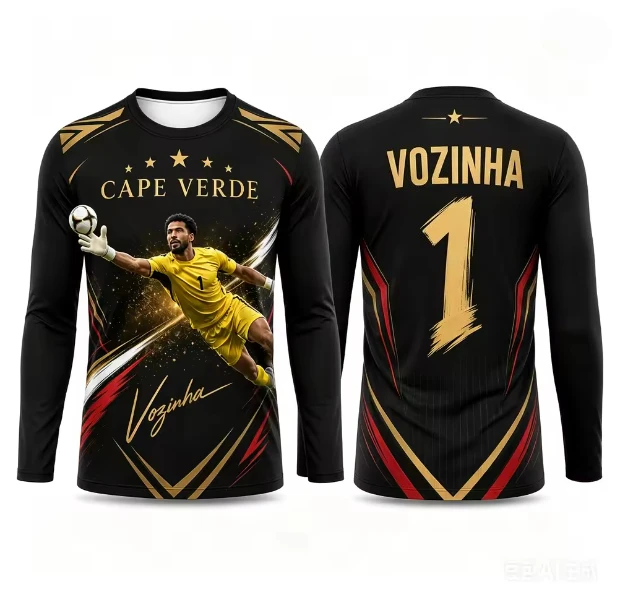 Long-Sleeved Training T-shirt Cape Verde Vozinha No.1 Goalkeeper Fan Shirt for Men Women Football Supporter Top Streetwear Y2k