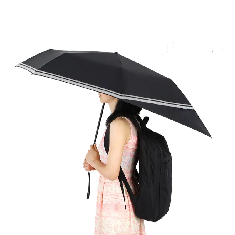 111cm dia super light 70T steel self-defense safe reflective neon student umbrella anti-thunder rainproof backpack  parasol