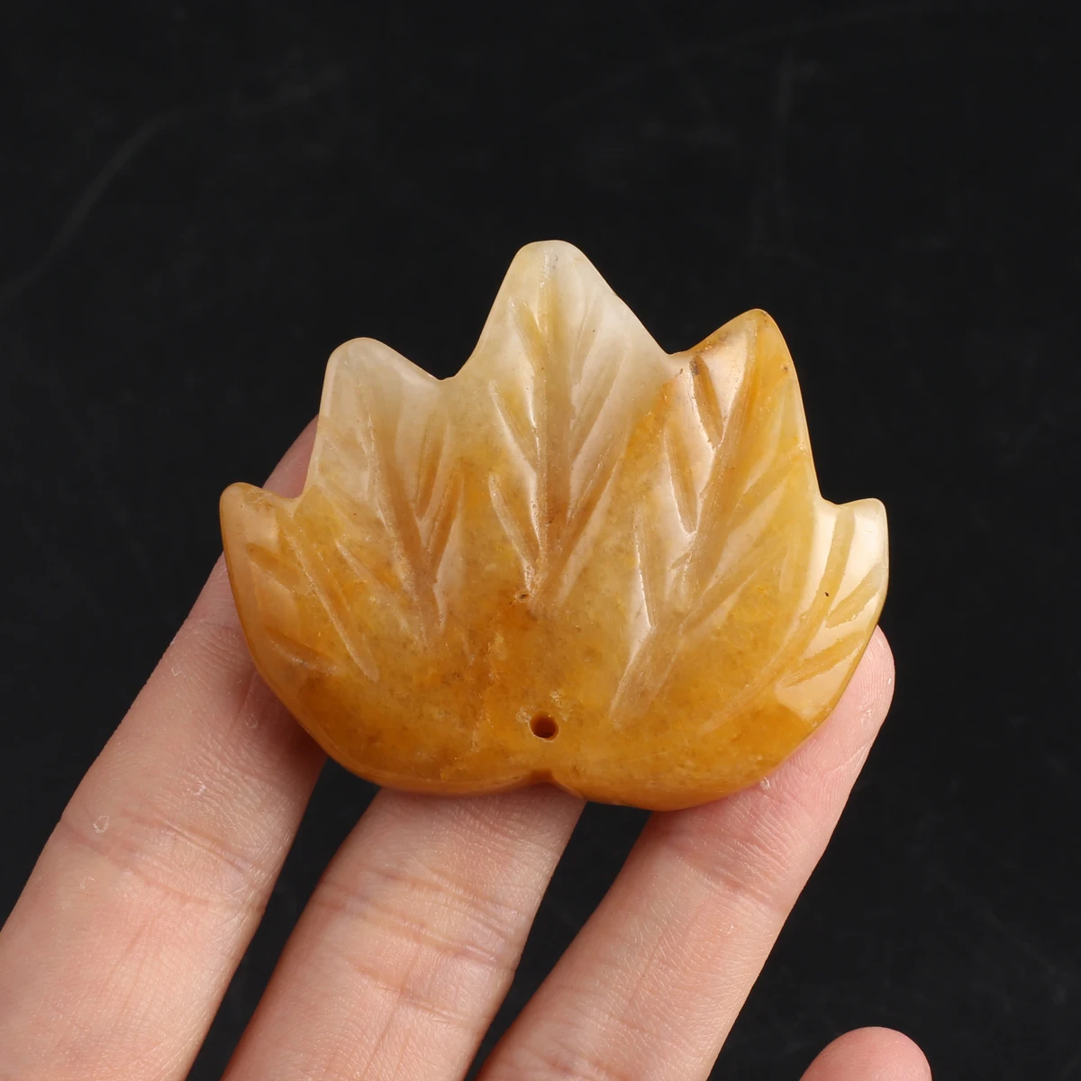 5PCS Carved Natural Stone Green Aventurine Jade Opal Maple Leaf Shaped Pendant Jewelry Making DIY Necklace Accessories Gift