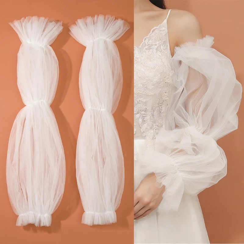 

Bridal Dress Sleeves White Removable Formal Dress Puff Sleeve Wedding Accessories Marriage Party Photoshoot Supplies N58F