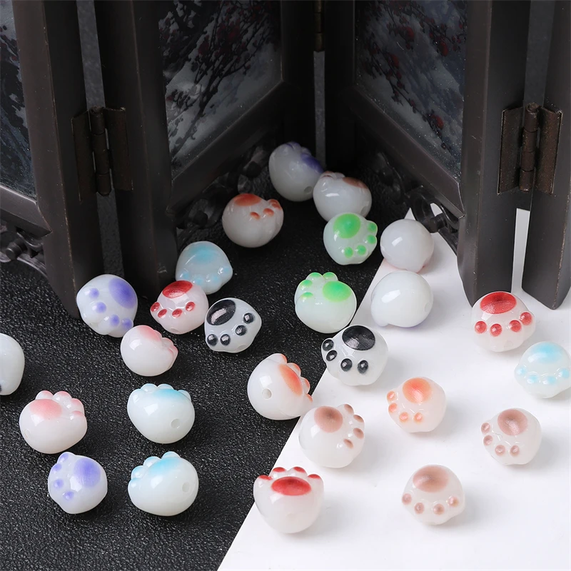 

10Pcs Charcoal Grilled Cute Cat Claw Acrylic Beads for DIY Handmade Jewelry Making Bracelets Necklaces Earrings Accessories