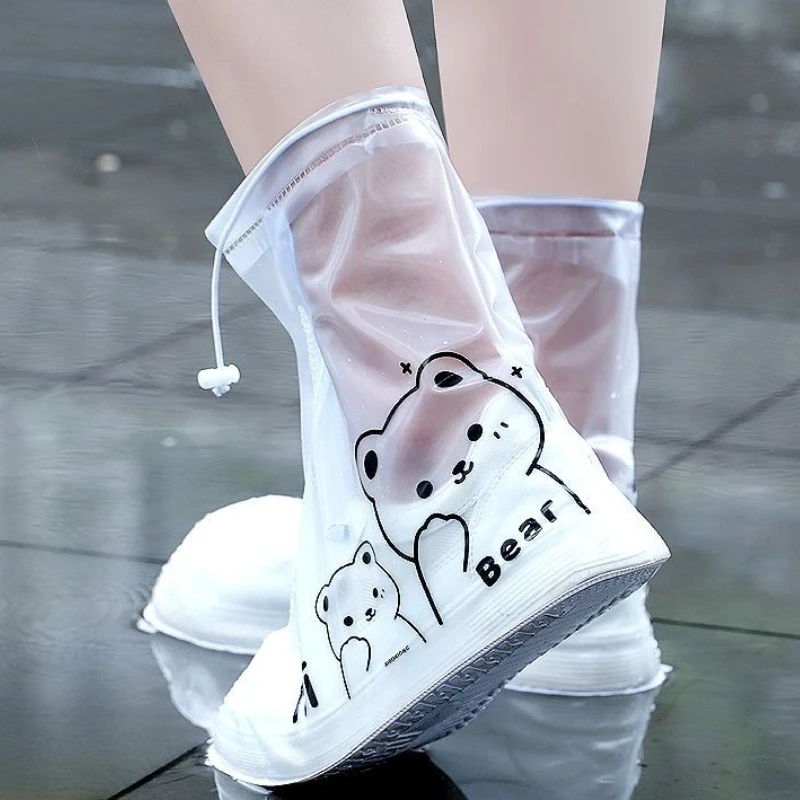 Unisex Waterproof Rain Boot Covers Anti Slip Thickened Durable High Cut Rain Shoes for Adults Fashionable Outdoor Protection