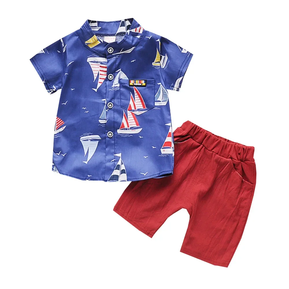 Nieuwe Zomer Babyjongenskleding Kids Sets Katoenen Shirt Met Korte Mouwen + Korte Broek 2 Stuks Jongenskleding