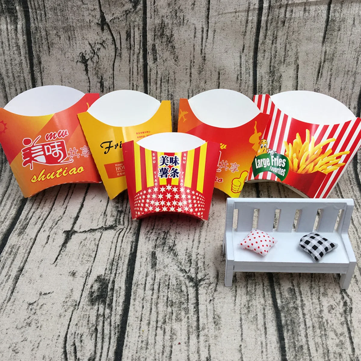 

100 Pcs French Fry Holder Takeaway Snack Box Packaging Supplies Carton Paper Holders