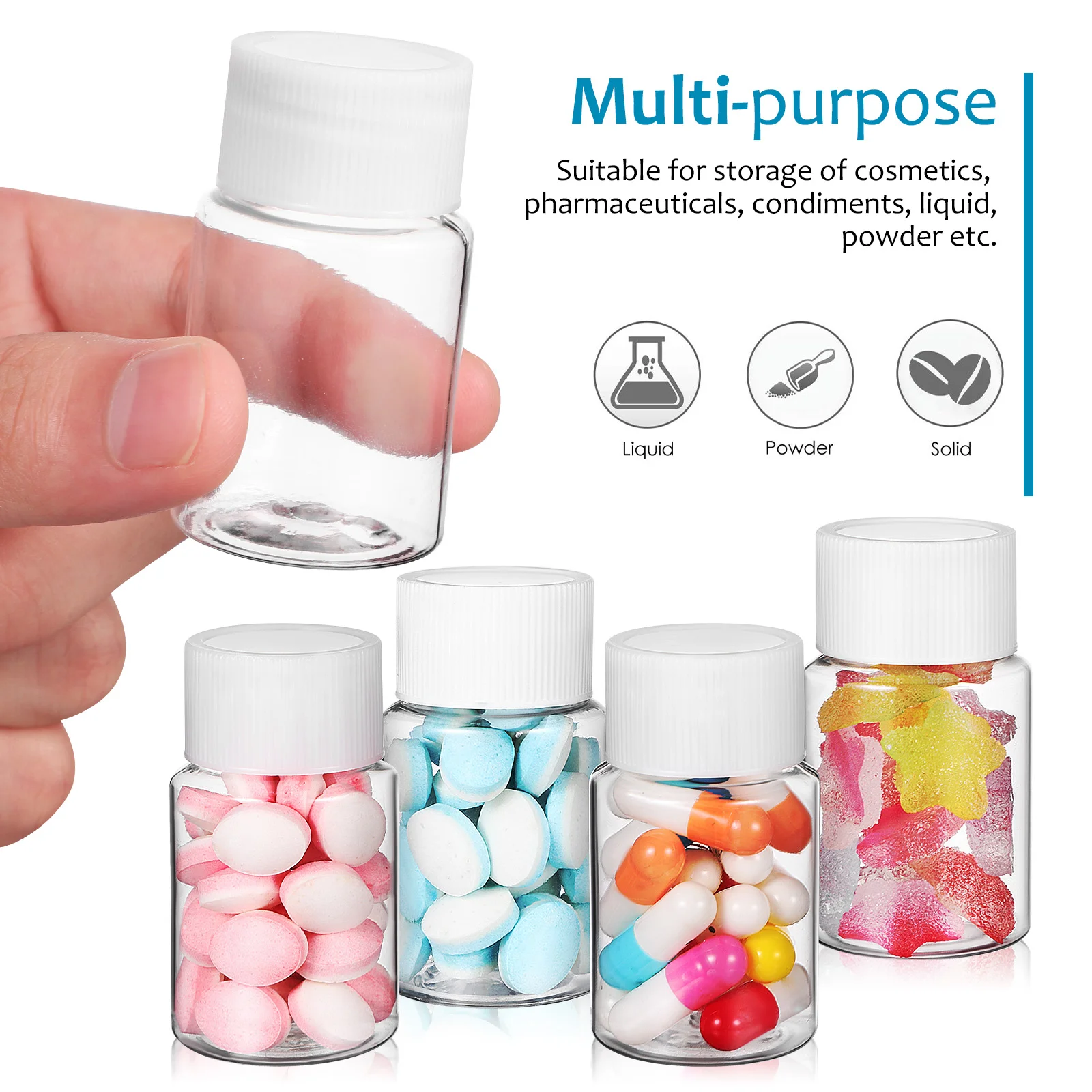 20 Pcs 30ml Small Plastic with Caps Reusable The Pet Liquid Travel Size