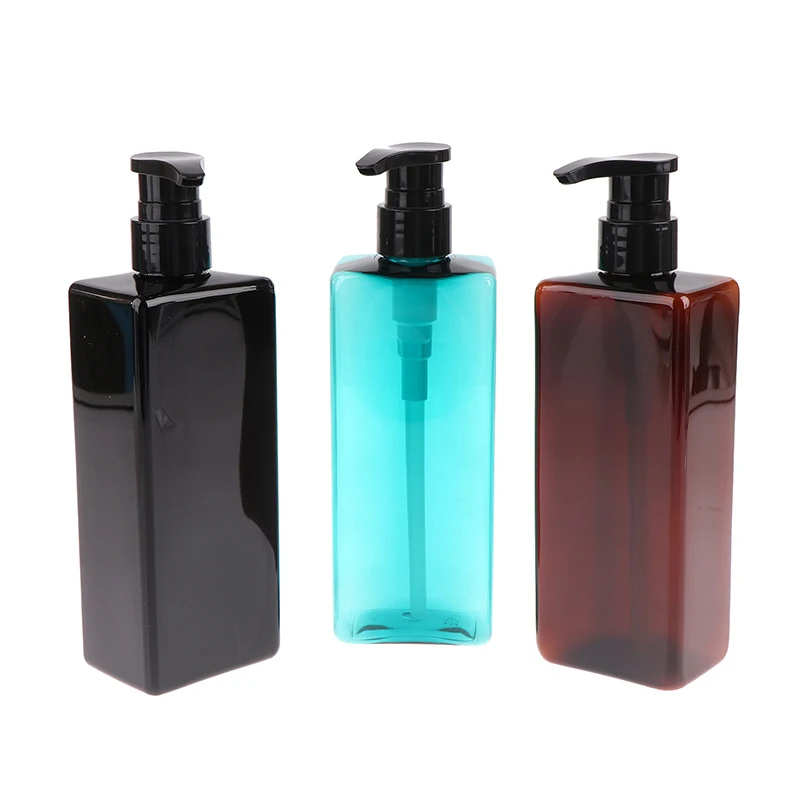 ขวดโลชั่นบำรุงผิวขนาด 500 มล. ทรงเหลี่ยม ขวดพลาสติก PET สำหรับเจลอาบน้ำ แชมพู แบบกด ปั๊ม ทนทาน เติมได้ สำหรับสบู่เหลว