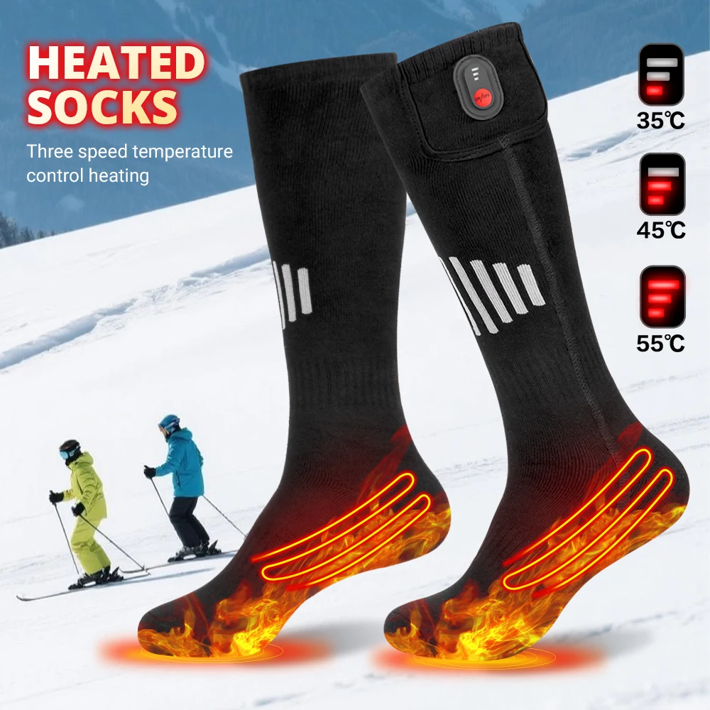 

Heated Socks Snowmobile Skiing Sock Winter Warm 65℃ USB Rechargeable Lithium Battery Heated Boots Heating Socks Sports Warm