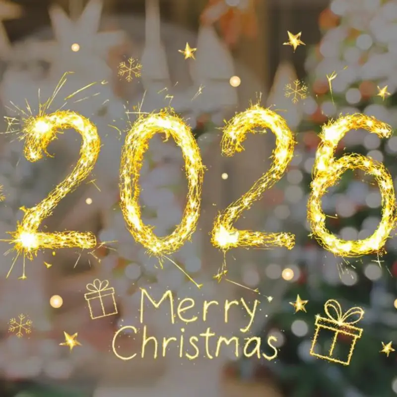 زينة النافذة البلاستيكية أنماط عيد الميلاد الذهبية تأثير اللهب الذهبي ملصقات زجاجية عيد الميلاد 2026 عدد بركات مقاوم للماء #1