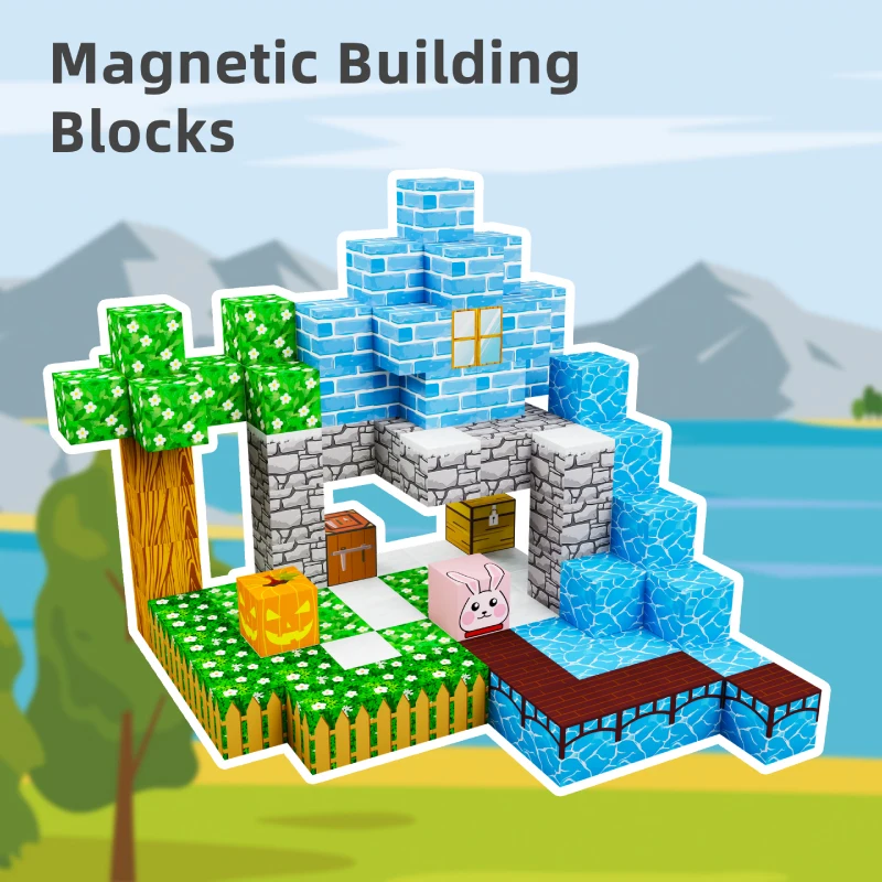 ชุดตัวต่อแม่เหล็ก DIY 100 ชิ้น ชุดของเล่นเสริมพัฒนาการสำหรับเด็ก ชุดของเล่นสร้างสรรค์สำหรับประกอบเองที่บ้าน