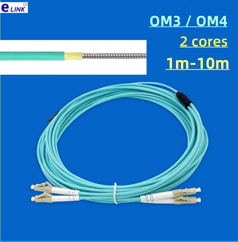 Armored fiber optic jumper 2C OM3 OM4 10pcs 1m 3m 5m 10m LC-LC SC-SC optical patchcord multimode 2 cores can customized 3.0mm