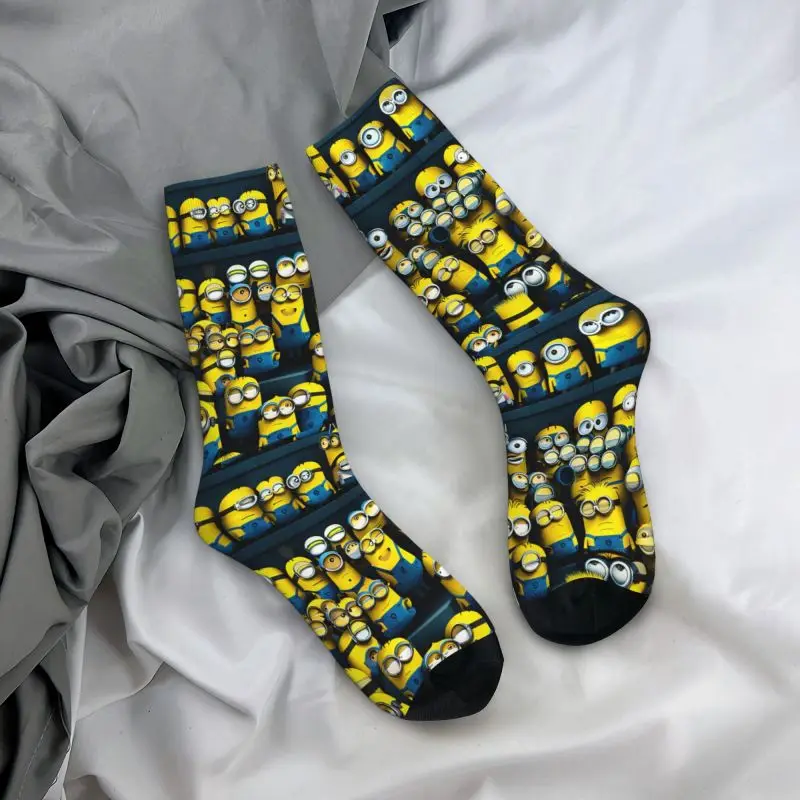 Custom Laughing M- Minions Cartoon Dress Socks Men Women Warm Fashion Crew Socks