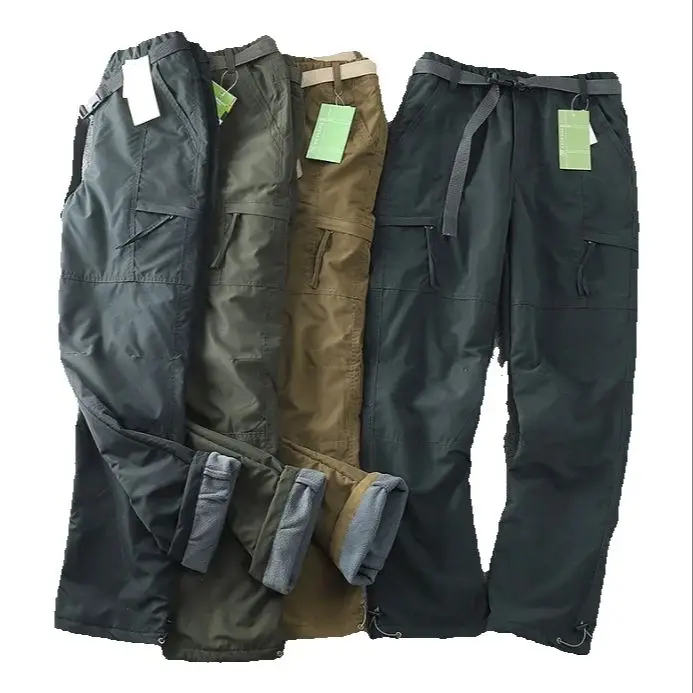 

Outdoor windproof and warm pants, multi pocket soft shell casual straight leg pants, multi pocket workwear