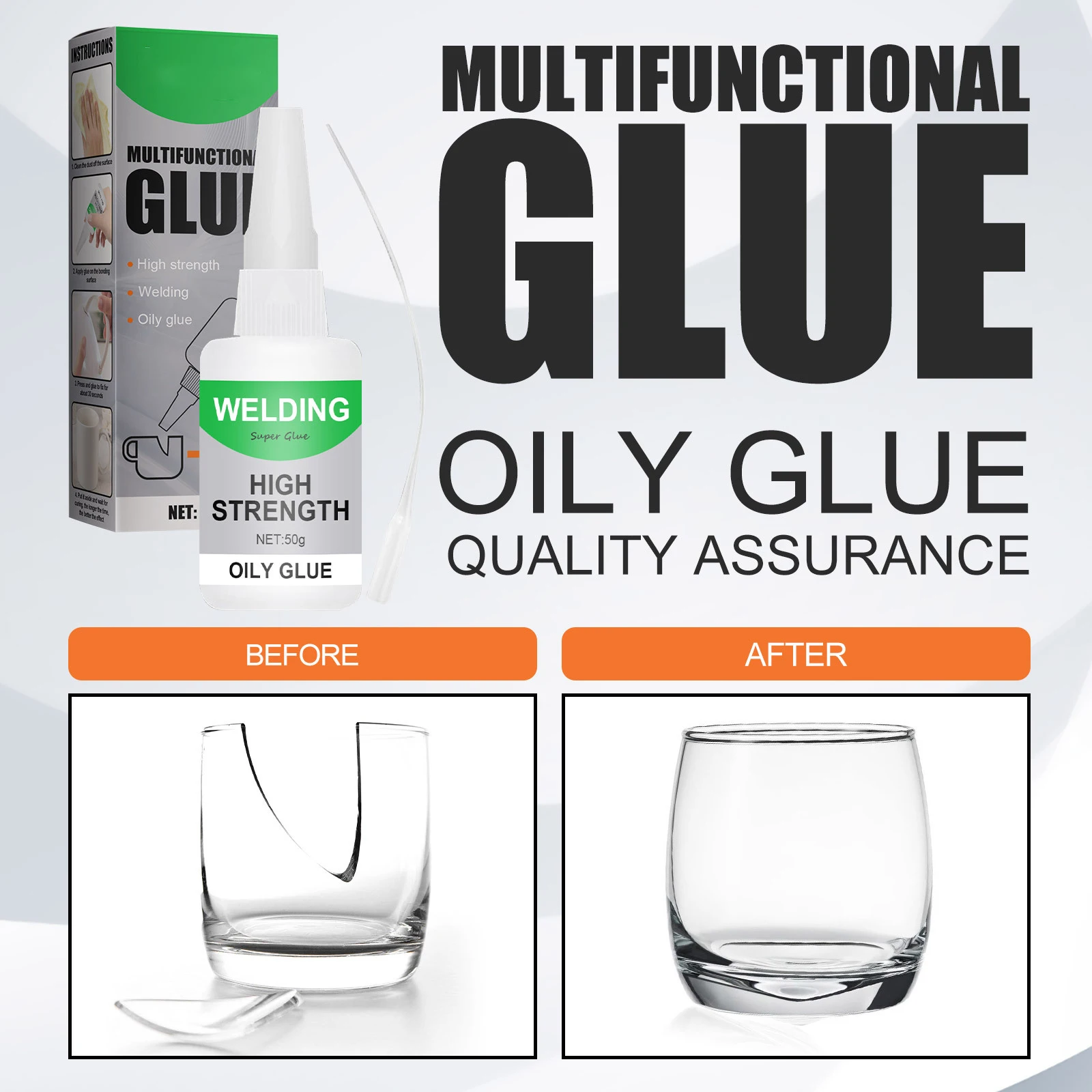 Welding High Strength Oily Glue Universal Superglue Mighty Instant Glue for Resin Ceramic Metal Glass