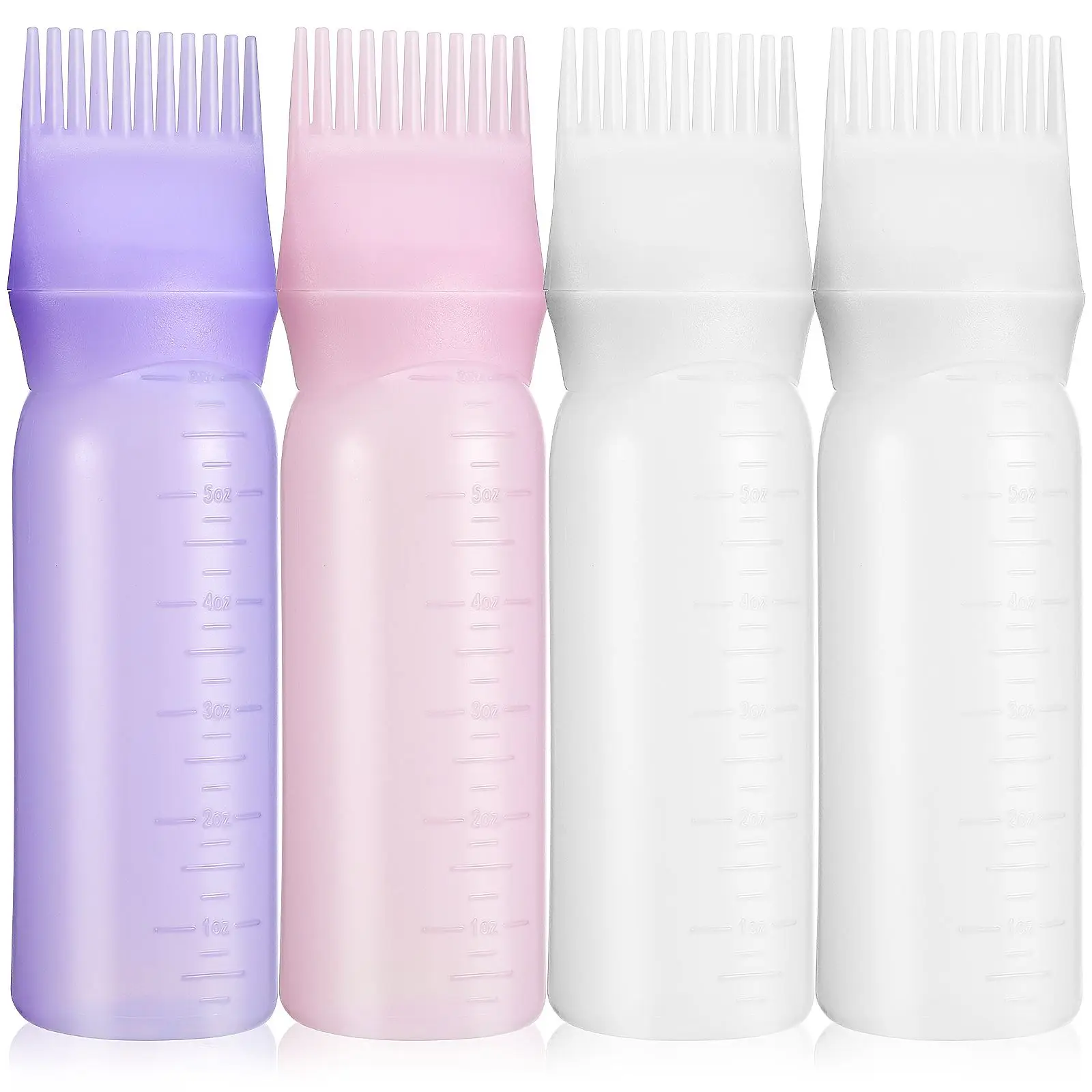 

4Pcs 3Colors Hair Dye Applicator Brush Bottles Dyeing Shampoo Bottle Oil Comb Hair Dye Bottle Applicator Hair Salon Styling Tool