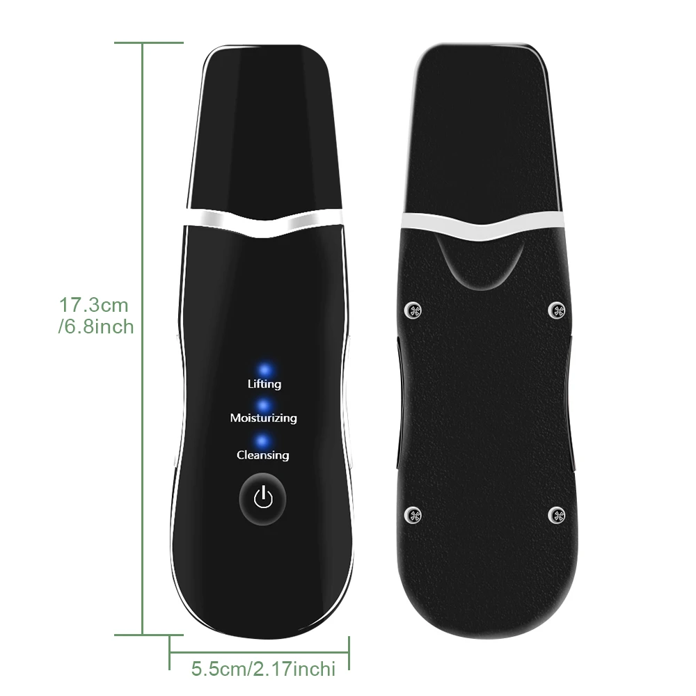 Vibração elétrica ultra sônica rosto espátula ferramenta rosto purificador da pele removedor de cravo facial poros limpador face lifting limpeza profunda