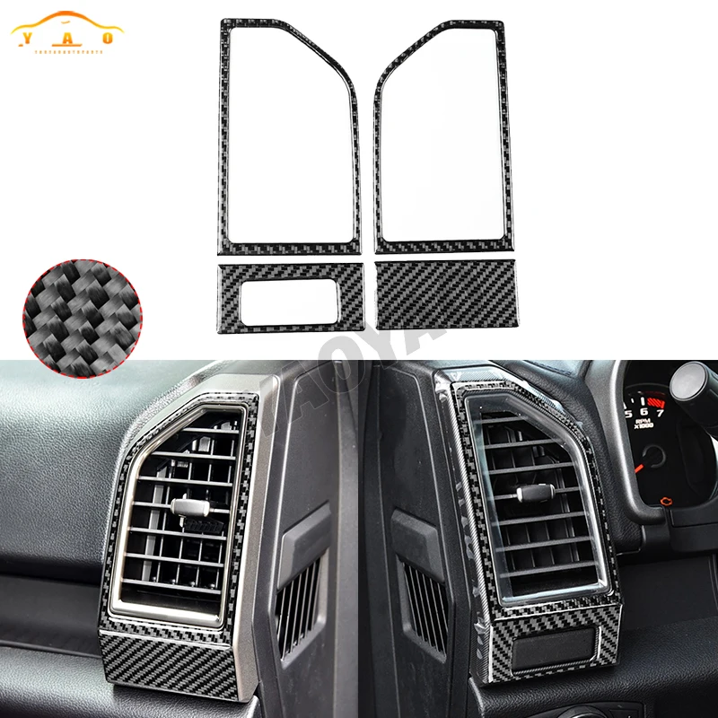 

Central Control Air Vent Outlet Panel Sticker Cover Trim For Ford Raptor F150 2015-2020 Real Carbon Fiber Interior Accessories