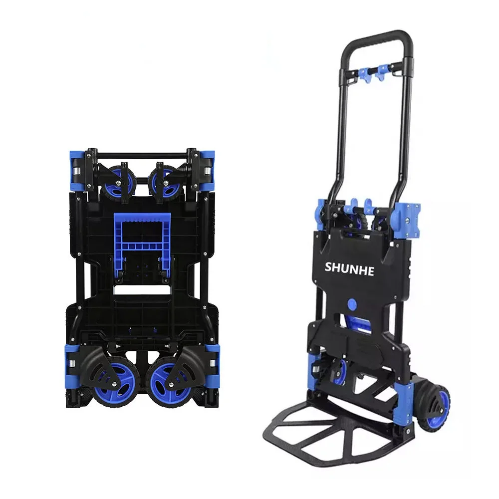 2-in-1 Hand Truck Dolly Foldable 330LB Capacity Hand Dolly Folding Hand Cart with Retractable Handle