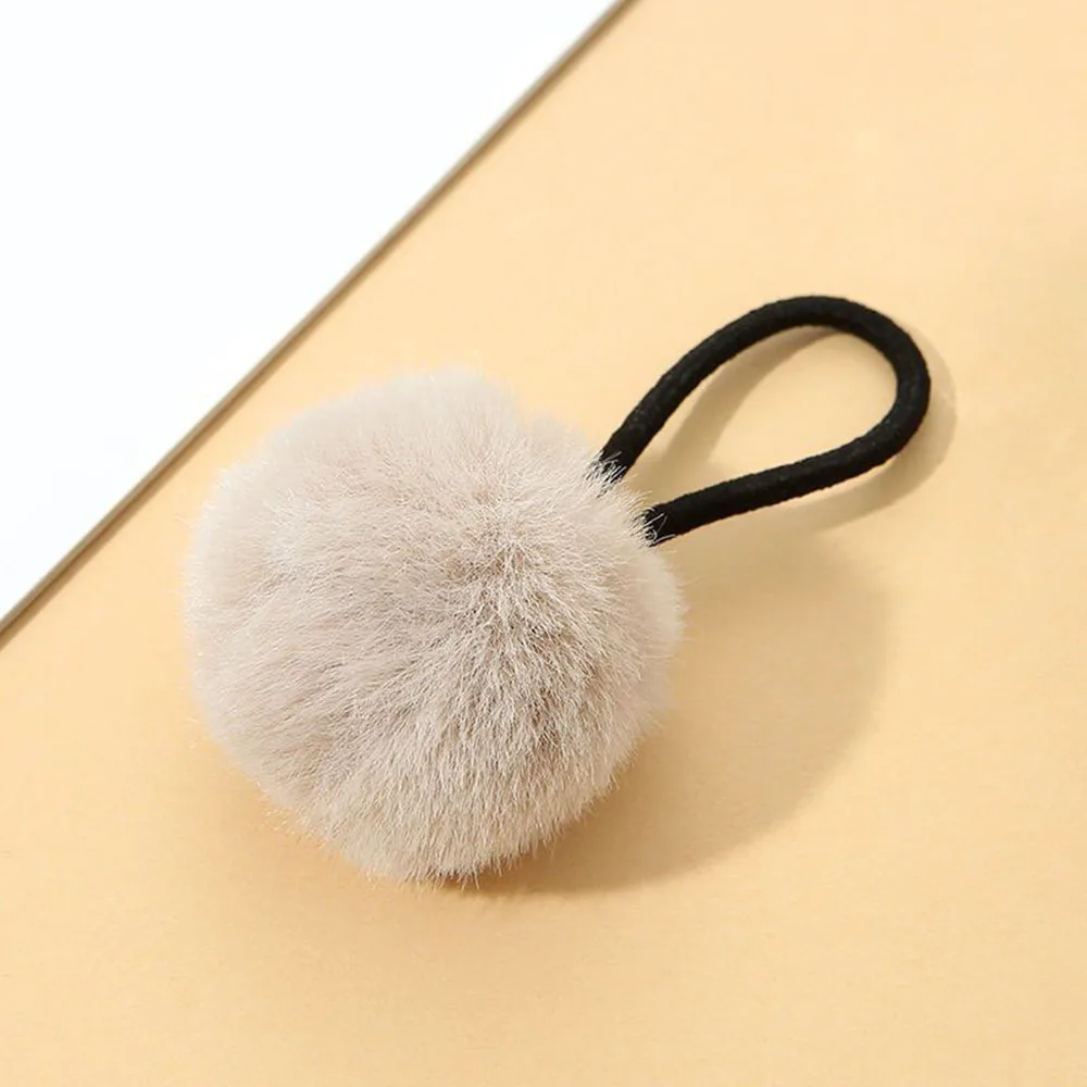 10PCS Random Color Cute Plush Hair Cord Circle Super Soft Fluffy Hairball Hairbands Girl's Hair Tie Rope Leather Bands