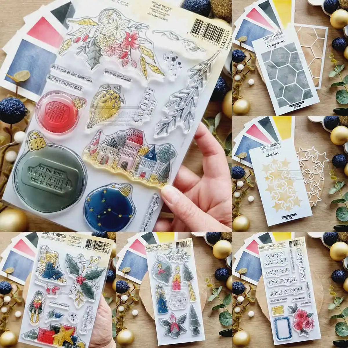 Tampon En Silicone Transparent Noël - Motifs Sapin Et Couronne - 20,5x18,5cm - Pour Scrapbooking Et DIY - 12