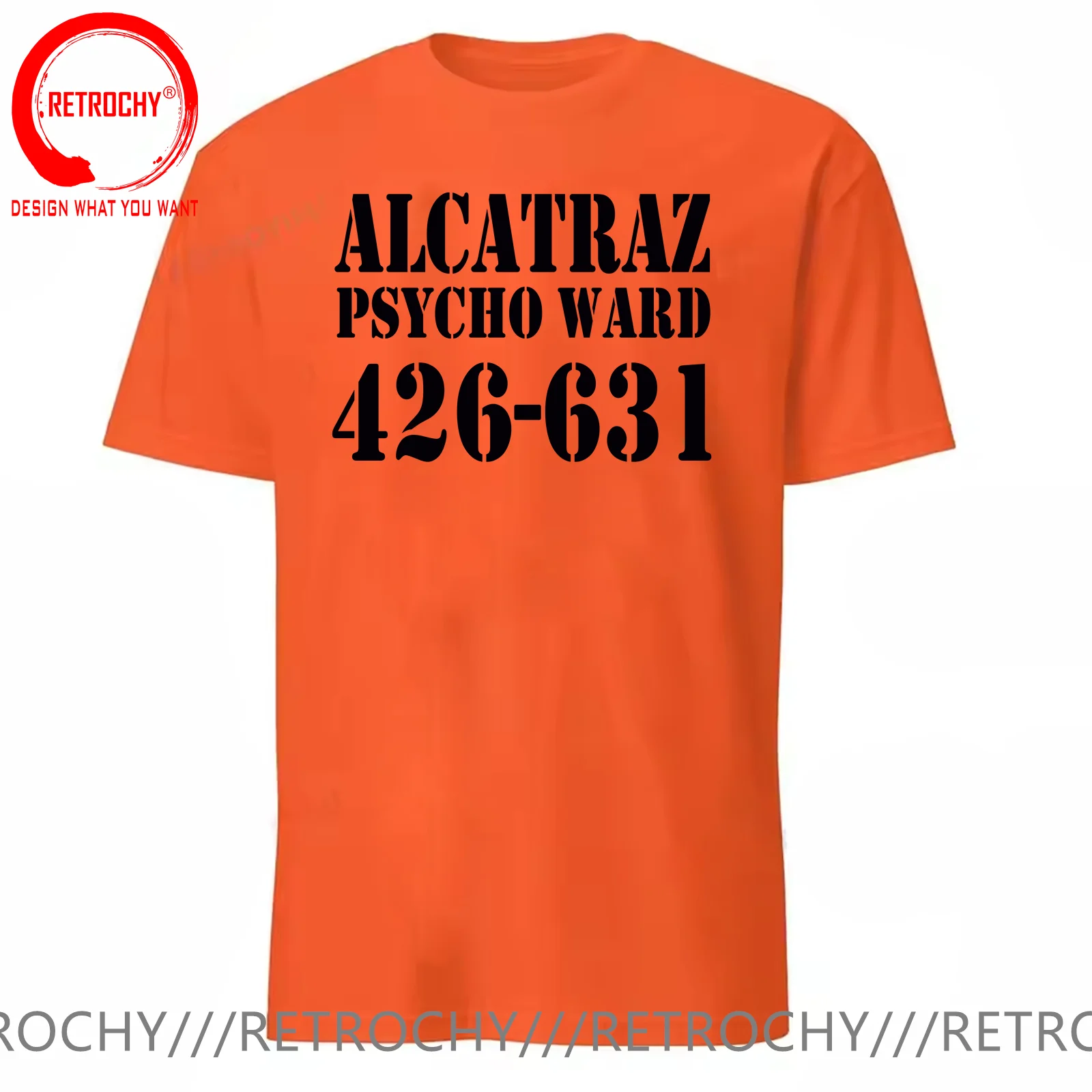 Alcatraz Psycho Ward T-Shirt Prisoner Halloween Orange Tees Costume Halloween Outfit for Men Convict Summer Casual Cotton Tops