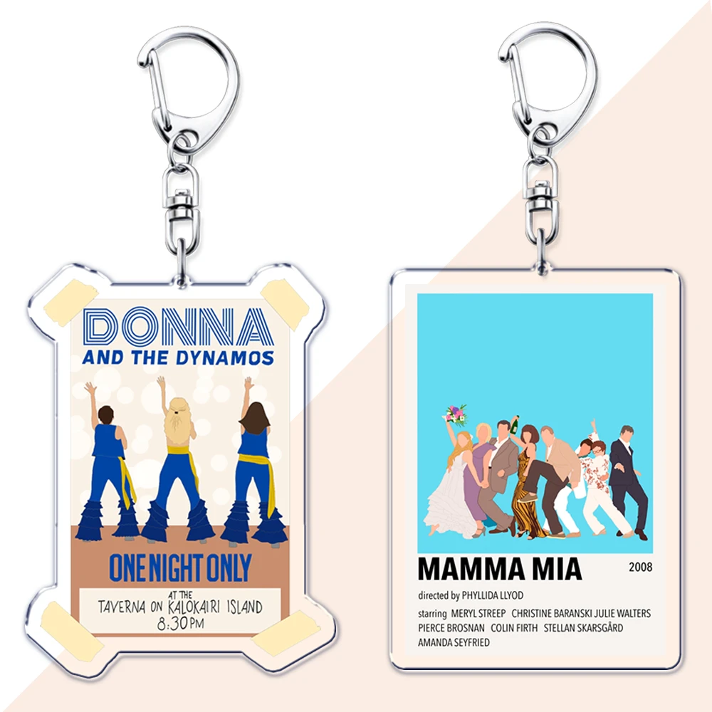 Popular mãe mia dança rainha filme chaveiros para acessórios saco abba donna e os dinamos chaveiros jóias gamer fãs presentes