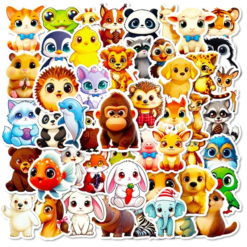 

10/30/56PCS Kawaii Eye Staring Animals Colored PVC Sticky Stickers Aesthetic DIY Phone Laptop Luggage Skateboard Graffiti Decals