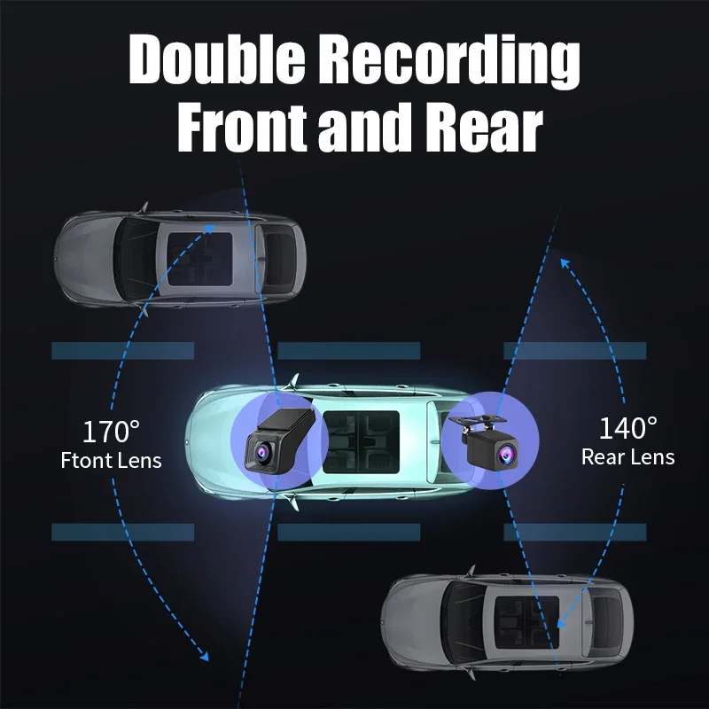 Srnubi 170° HD ADAS Dash Cam Car Radio USB DVR Front And Rear Automatic Recording Camera Auto Video Voice Alarm Video Recording