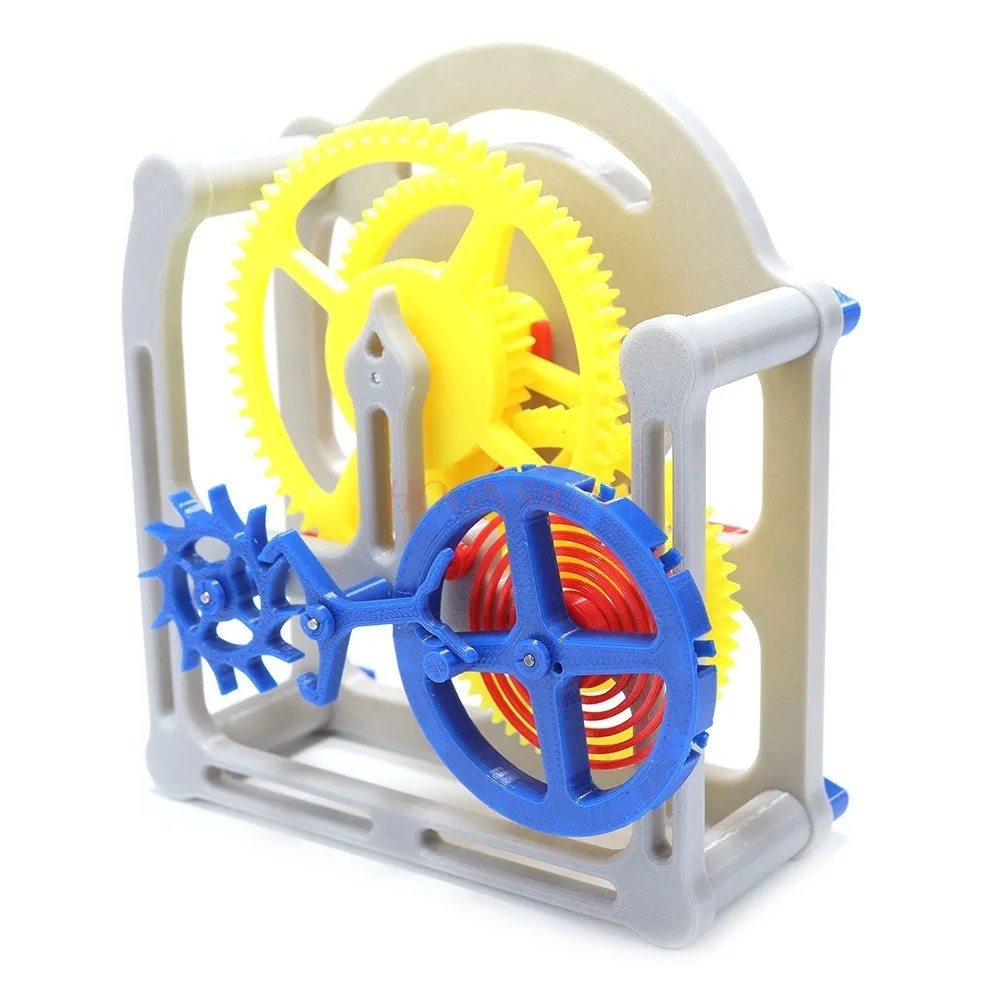 modele-de-structure-d'echappement-d'engrenage-principe-d'horloge-mecanique-tourbillon-puissance-a-ressort-metallique-enseignement-scientifique-populaire