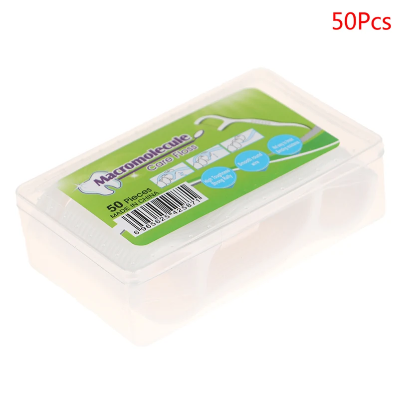 50Pcs Dental Floss Flosser Pick Tooth Cleaning Interdental Pick Oral Hygiene Care`~