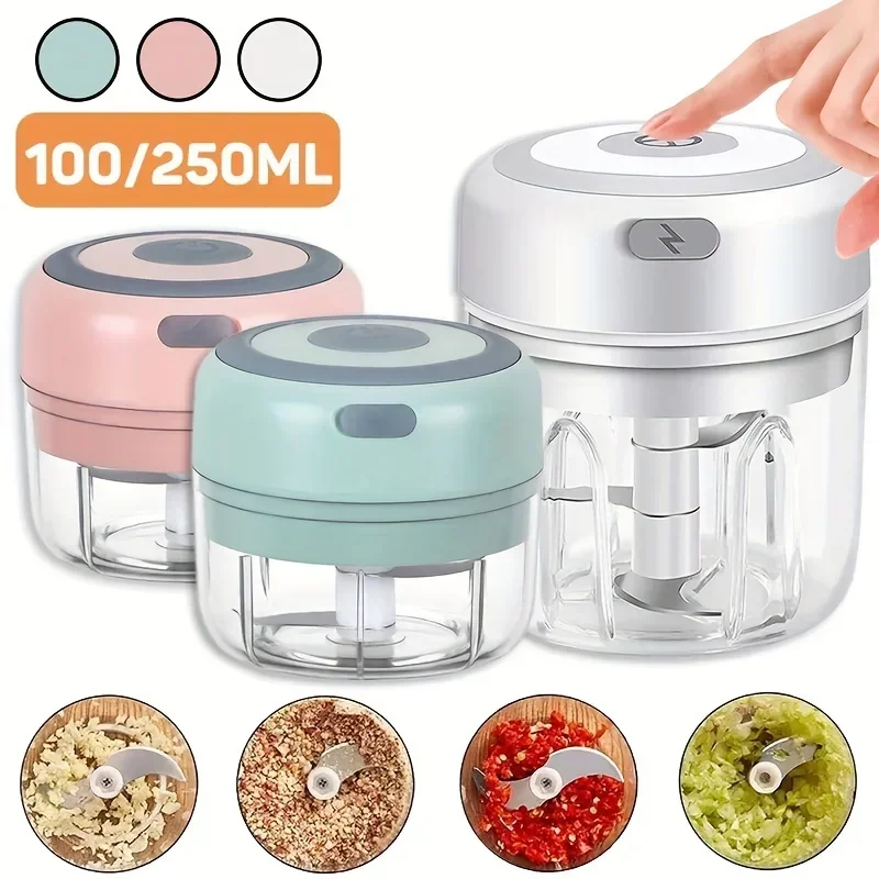 Mini Electric Garlic Grinder Chili Vegetable Chopper 100/250ML Wireless Portable Mixer Machine Crusher Kitchen Blender