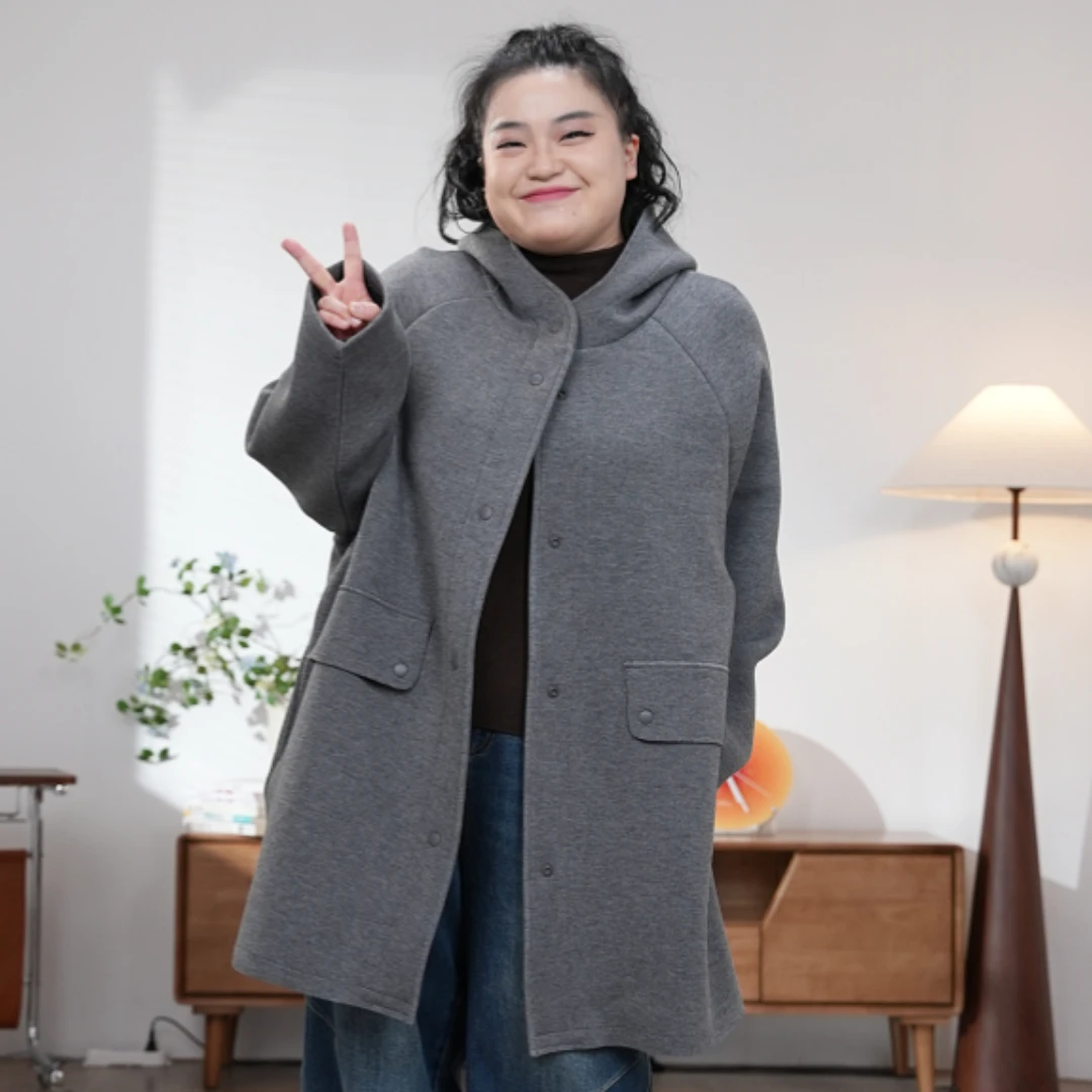 

Теплое флисовое осенне-зимнее пальто с капюшоном, утепленное, больших размеров, женская одежда в корейском стиле, повседневная верхняя одежда