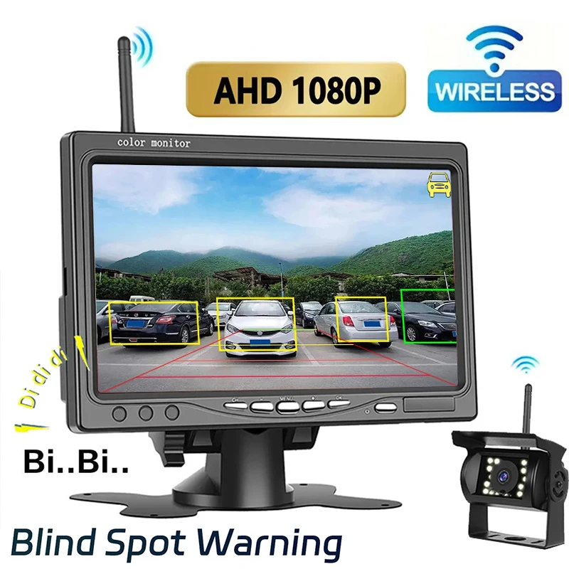 

AHD 7-inch Truck Camera 1080P Digital Signal Backup Camera Monitor BSD Blind Spot Warning for Truck RV - Universal
