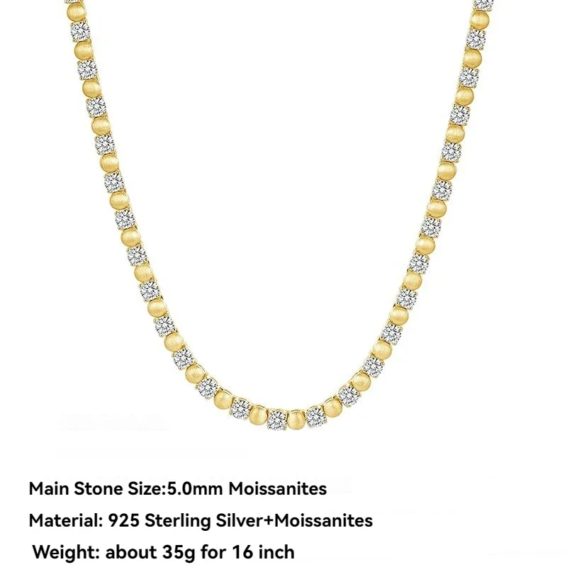 

925 Sterling Silver D Color Full 5mm Moissanites Women's Necklace & Gold Plated Necklaces for Wife & Valentine's Jewelry Gift