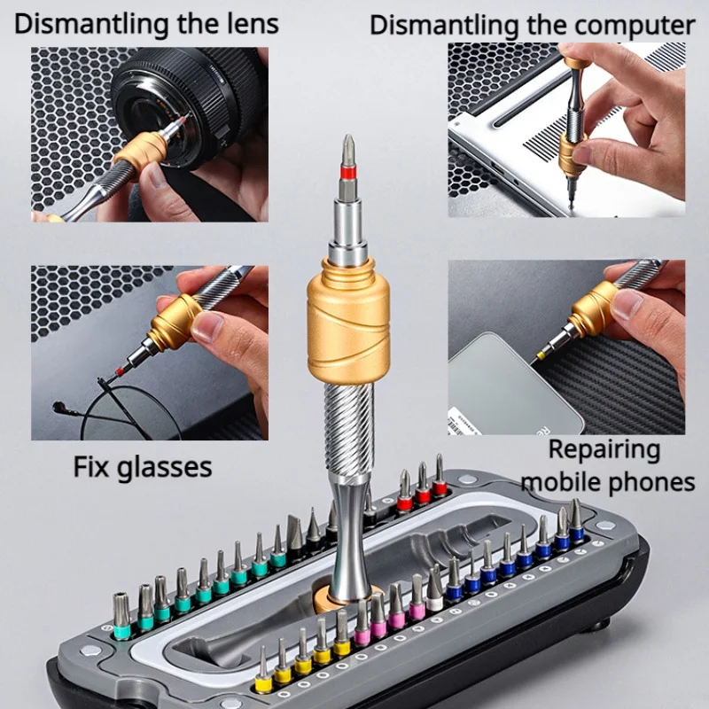 Imagem -04 - Conjunto de Ferramentas Chave de Fenda 37 em Bits para Óculos Telefone Computador Bolso Cabeça Magnética Kits Eletrônicos Ferramentas de Reparo